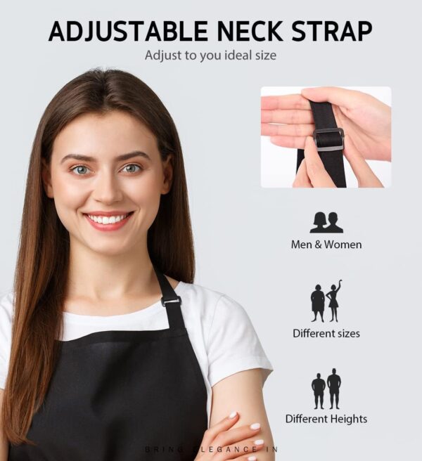 Syntus 2 Pack Adjustable Bib Apron Waterdrop Resistant with 2 Pockets - Image 2