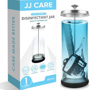JJ CARE Disinfectant Jar (35oz) - Barber Disinfectant Jar Glass, Sanitizer