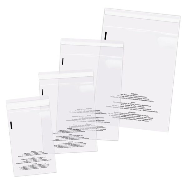 Spartan Industrial - Poly Bag Bundle, Self Seal Clear Plastic Bags