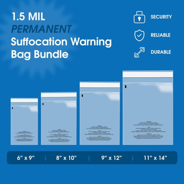 Spartan Industrial - Poly Bag Bundle, Self Seal Clear Plastic Bags - Image 2