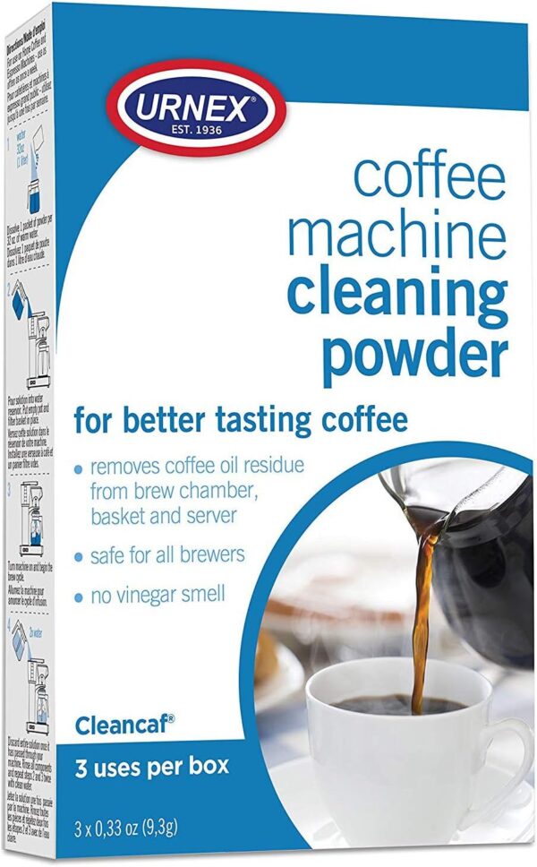Urnex Coffee Maker and Espresso Machine Cleaner Cleancaf Powder - 3 Packets