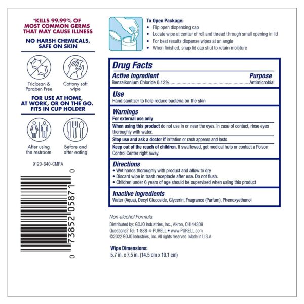 Purell Hand Sanitizing Wipes, Clean Refreshing Scent, 40 Count - Image 2