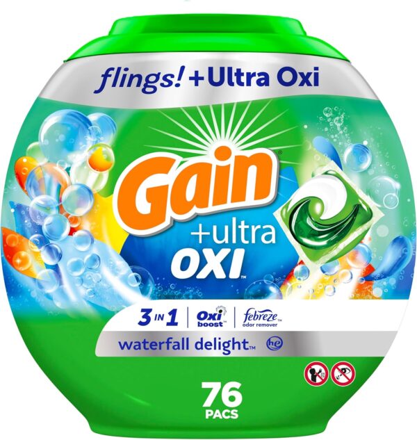 Gain flings Ultra Oxi Laundry Detergent Pacs 3-in-1 HE