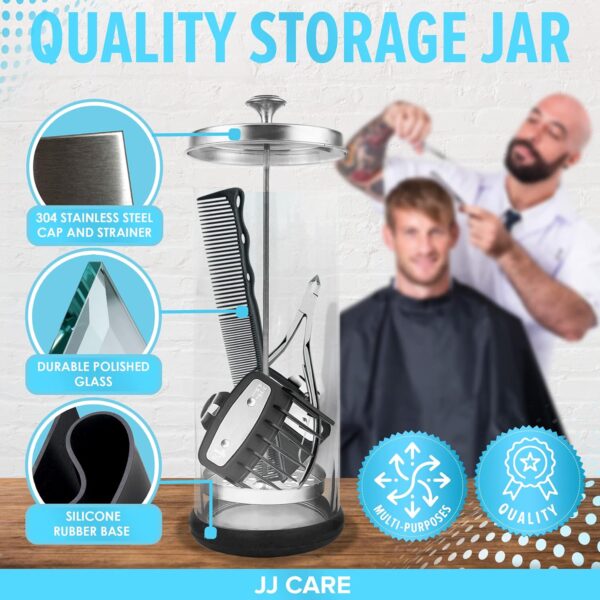 JJ CARE Disinfectant Jar (35oz) - Barber Disinfectant Jar Glass, Sanitizer - Image 2