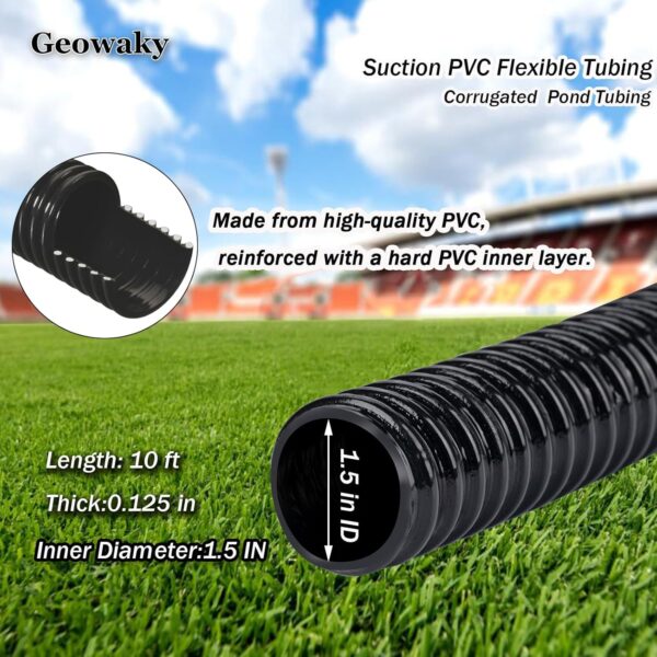 Pond Tubing,1-1/2" x 10 ft PVC Flexible Pond Hose, Black - Image 3