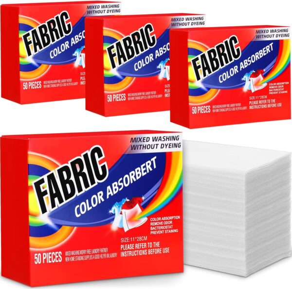200 Pcs Color Absorber Laundry Sheets Color Dye Guard Sheets for Laundry