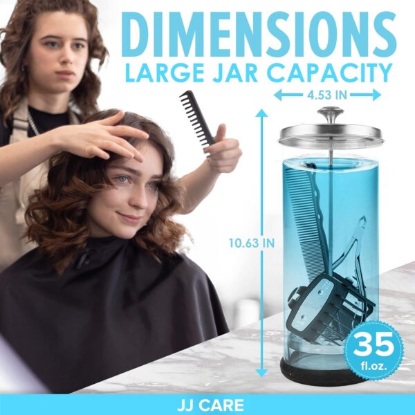 JJ CARE Disinfectant Jar (35oz) - Barber Disinfectant Jar Glass, Sanitizer - Image 3