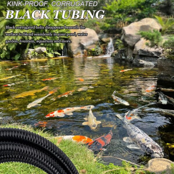 Pond Tubing,1-1/2" x 10 ft PVC Flexible Pond Hose, Black - Image 2