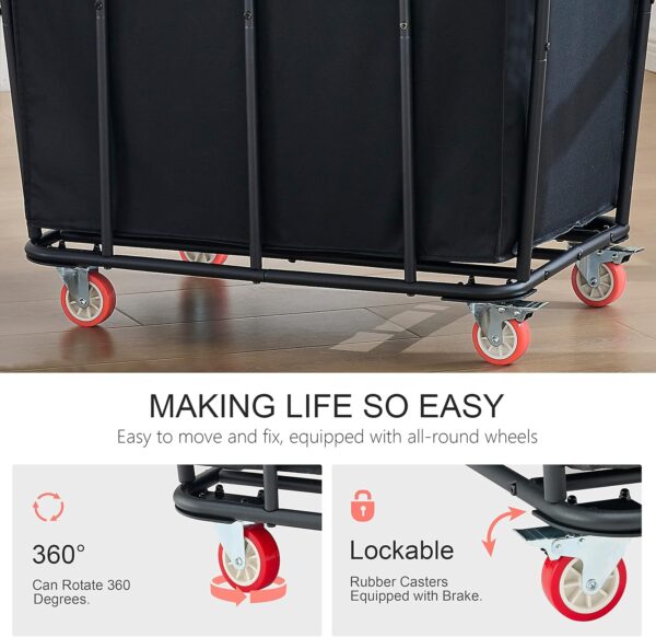 Hoctieon Large Laundry Cart with Wheels, 400L Heavy Duty Laundry Basket Organizer - Image 3
